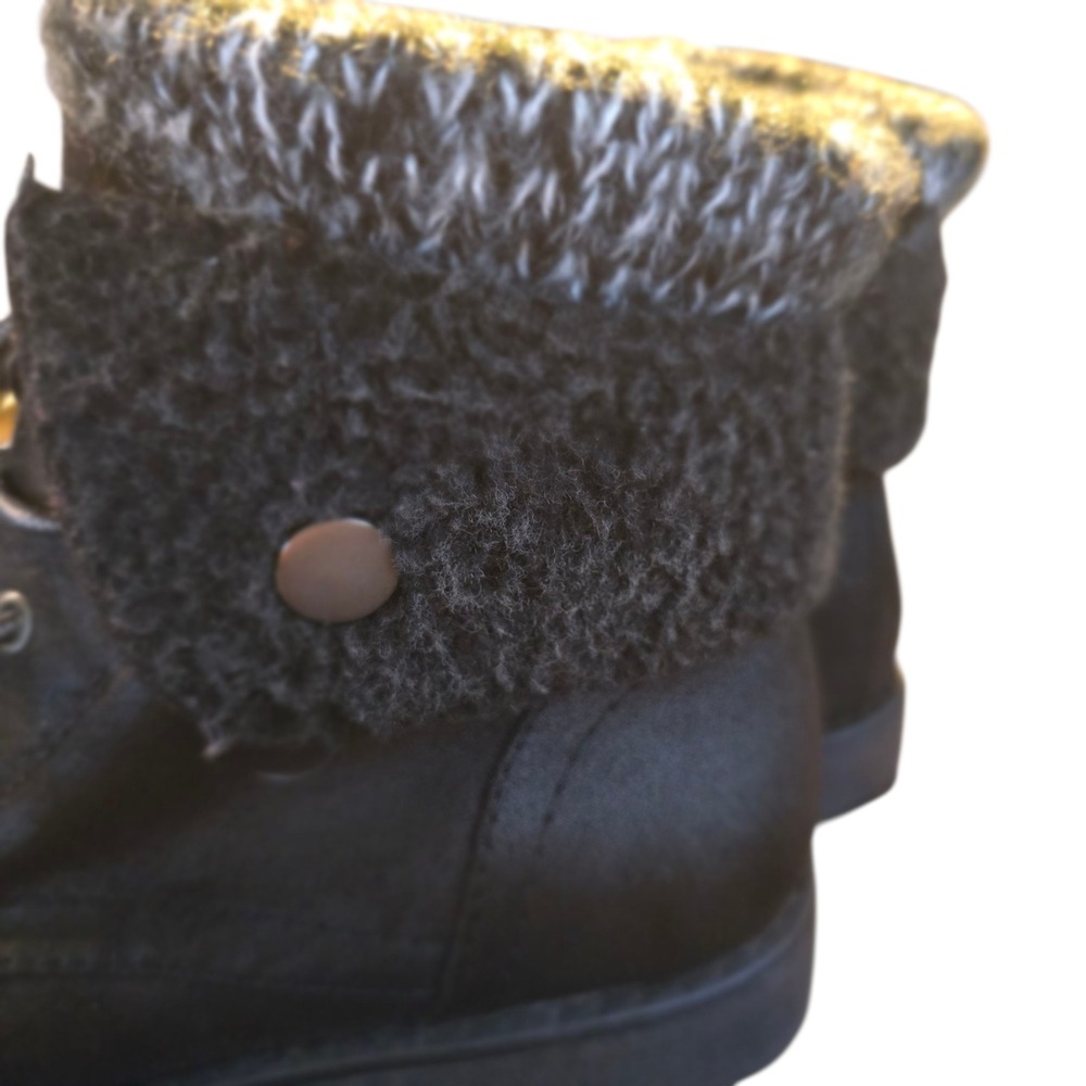 Cliffs White Mountain 8.5 Black LaceUp Ankle Boots Sweater Cuff Combat Retro Y2K - Picture 8 of 10